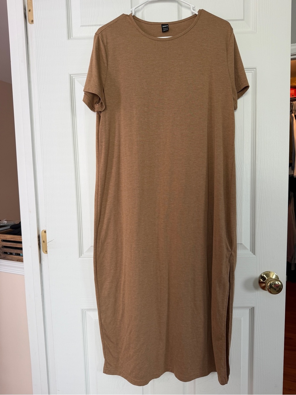 SHEIN Brown Midi T-Shirt Dress